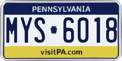 PA license plate MYS6018