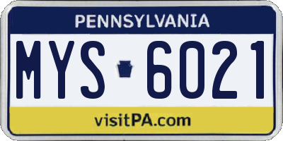 PA license plate MYS6021