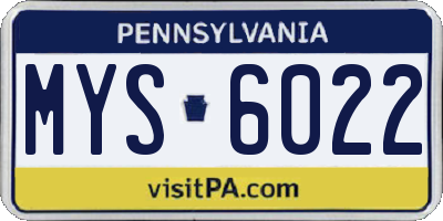 PA license plate MYS6022