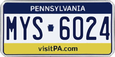 PA license plate MYS6024