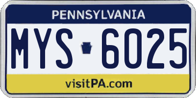 PA license plate MYS6025