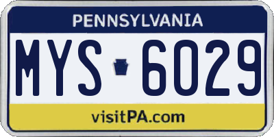 PA license plate MYS6029