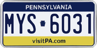 PA license plate MYS6031