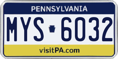 PA license plate MYS6032