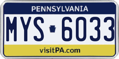 PA license plate MYS6033