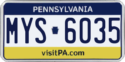 PA license plate MYS6035