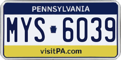 PA license plate MYS6039