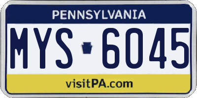 PA license plate MYS6045
