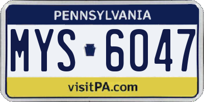 PA license plate MYS6047