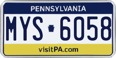 PA license plate MYS6058
