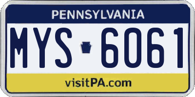 PA license plate MYS6061