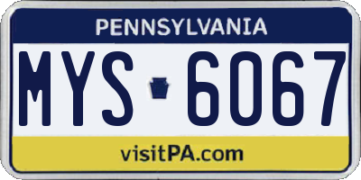 PA license plate MYS6067