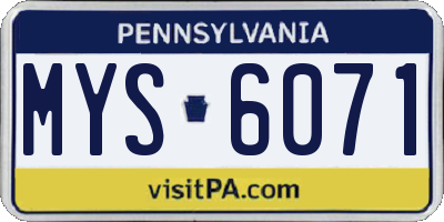 PA license plate MYS6071
