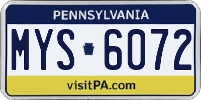 PA license plate MYS6072