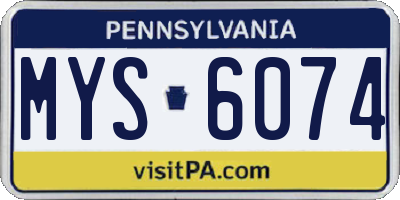 PA license plate MYS6074