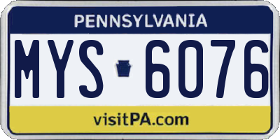 PA license plate MYS6076