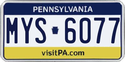 PA license plate MYS6077