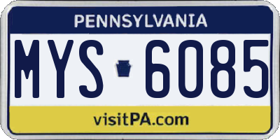 PA license plate MYS6085