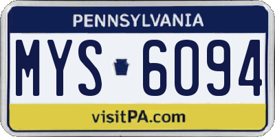 PA license plate MYS6094