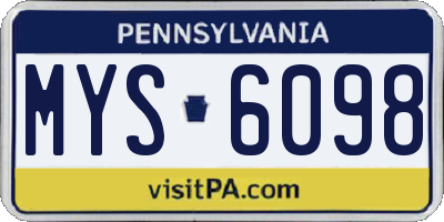 PA license plate MYS6098