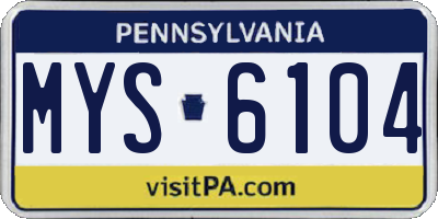 PA license plate MYS6104
