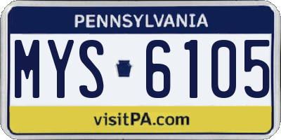 PA license plate MYS6105