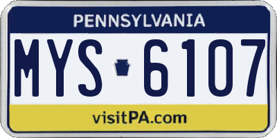 PA license plate MYS6107