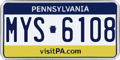PA license plate MYS6108