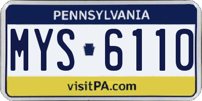 PA license plate MYS6110