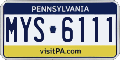 PA license plate MYS6111