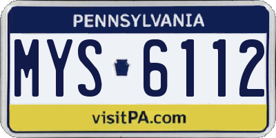 PA license plate MYS6112