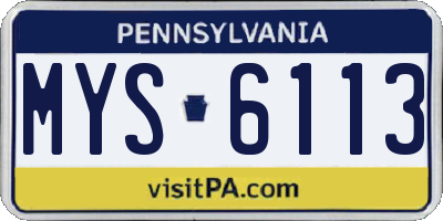 PA license plate MYS6113