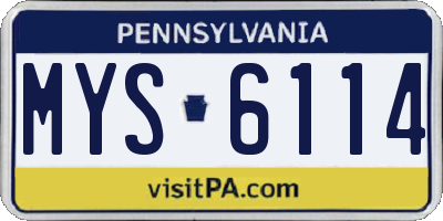PA license plate MYS6114