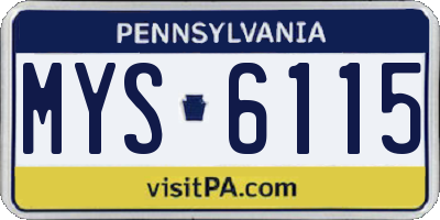 PA license plate MYS6115