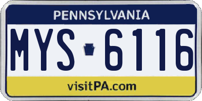 PA license plate MYS6116