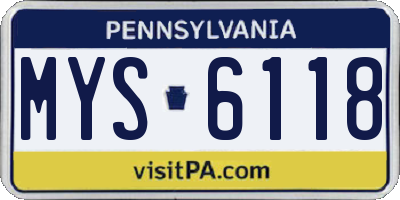 PA license plate MYS6118