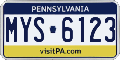 PA license plate MYS6123