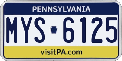 PA license plate MYS6125