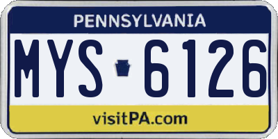 PA license plate MYS6126