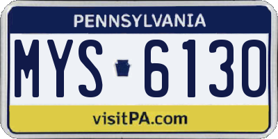 PA license plate MYS6130
