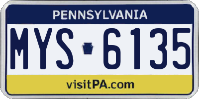 PA license plate MYS6135