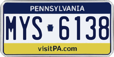 PA license plate MYS6138