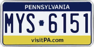 PA license plate MYS6151
