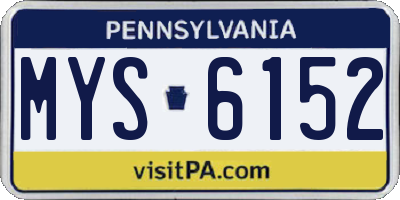 PA license plate MYS6152