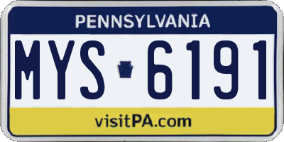PA license plate MYS6191