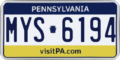 PA license plate MYS6194