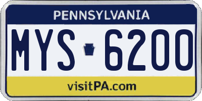 PA license plate MYS6200
