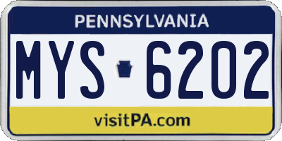 PA license plate MYS6202
