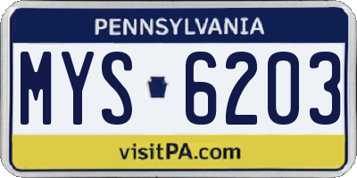 PA license plate MYS6203
