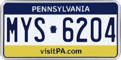 PA license plate MYS6204